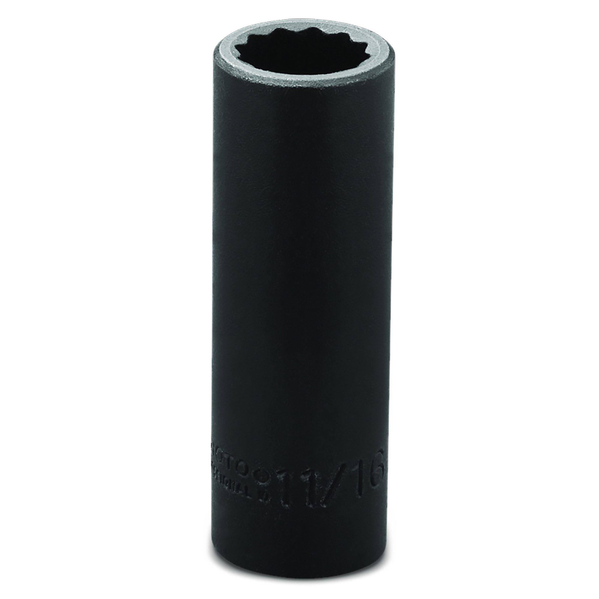 Proto 1/2in. Drive, 11/16in. SAE Deep Impact Socket, 12-Point, Black Oxide, Model# J7322